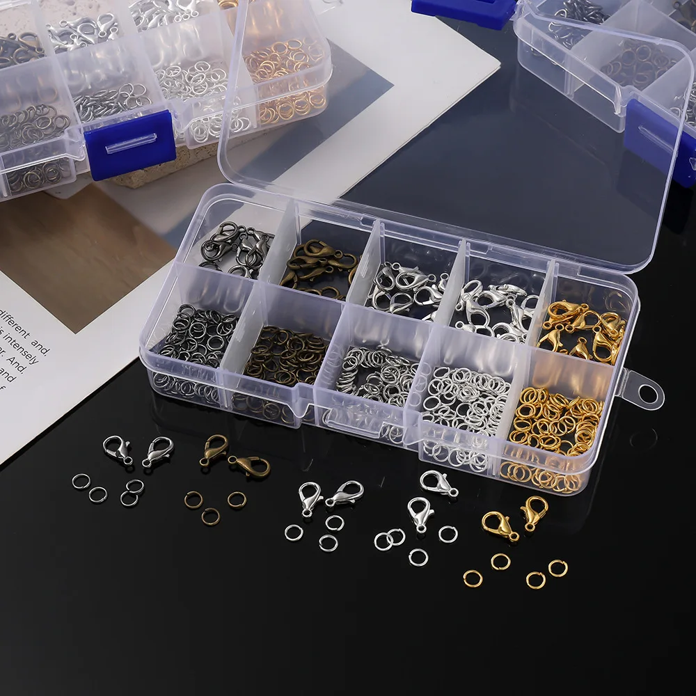 

10-сетка с пряжкой-лобстером, одинарный малый бараб, ювелирные изделия, серьги, браслет, кольцо с плоским ртом, кольцо для прыжков, сделай сам, материал из бисера, отделка в штучной упаковке