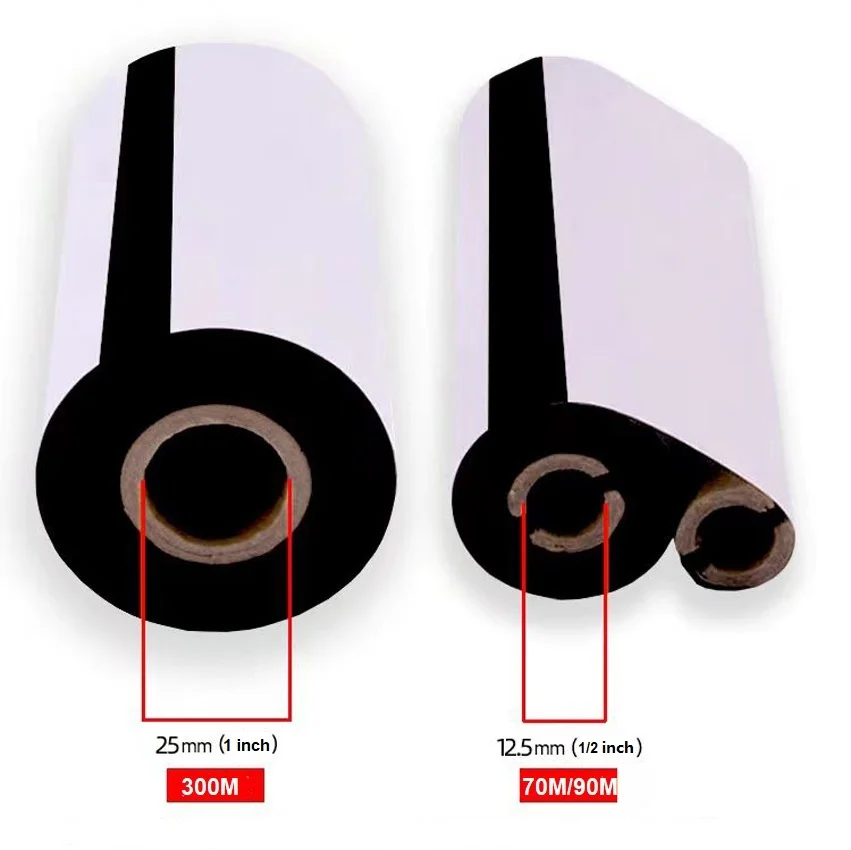 High Quality Resin-based Printer Inked Ribbon 50-110mm X 300M Black Thermal Transfer Ribbon Roll for Matte Silver Labels Printin