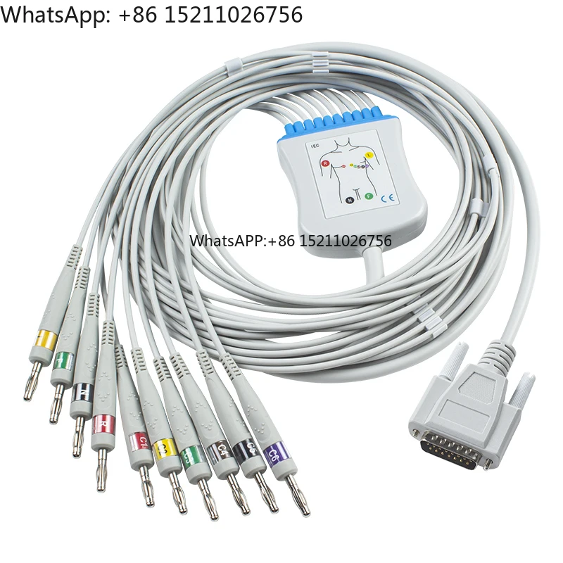 medical-consumables-compatible-for-mindray-040-001642-00-15pin-ecg-ekg-cable-mindray-beneheart-r12-r3-ecg-cable