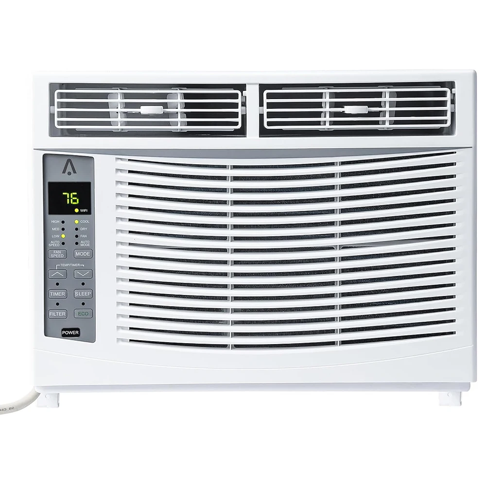 Ar condicionado de janela inteligente de 6.000 BTU com WiFi - resfria salas de até 250 pés quadrados, controle remoto e de aplicativo para quarto de escritório