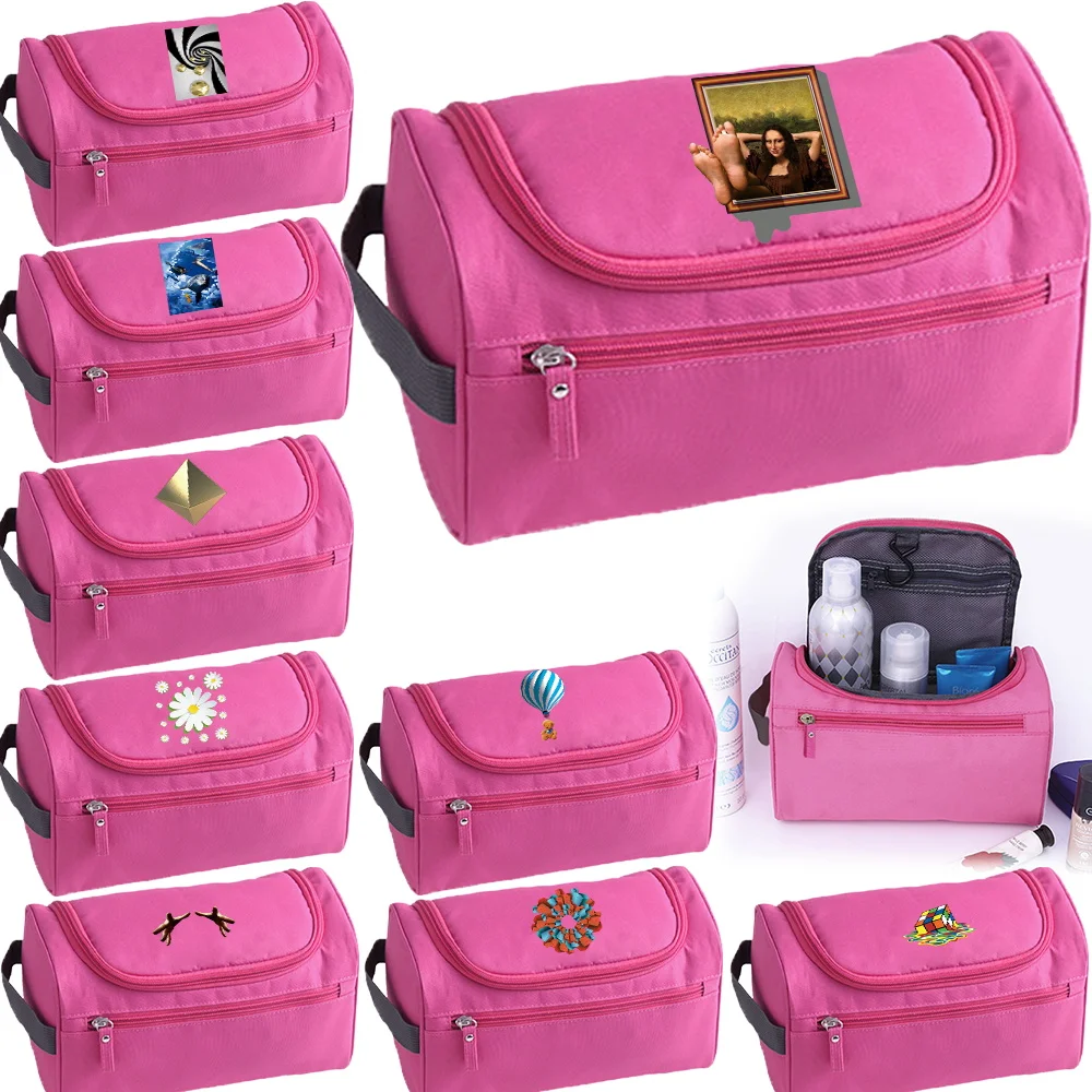 Men Business Portable Storage Bag Toiletries Organizer Women Travel Cosmetic Bag Engrave Image Letter Hanging  Zipper Wash Pouch
