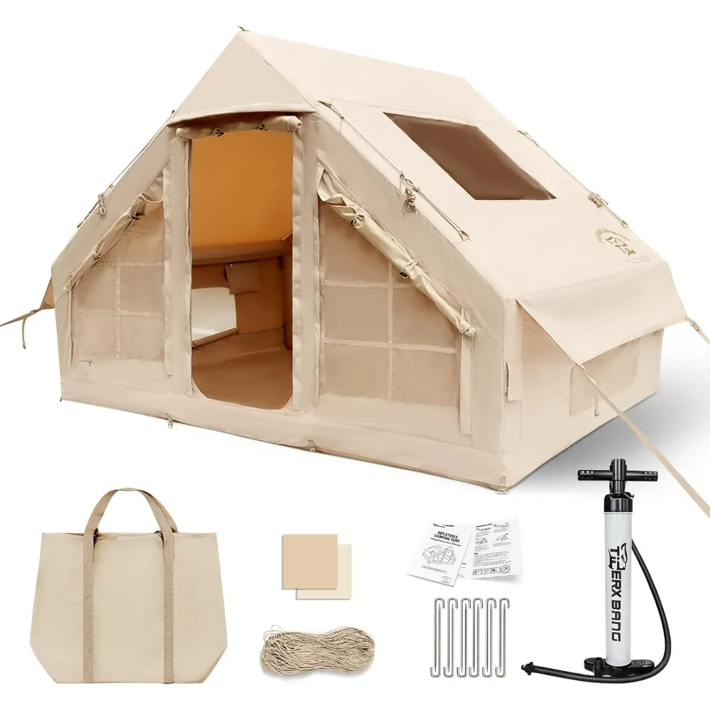 Outdoor Tent,Waterproof & Windproof Inflatable House Tent with Panoramic View Windows,Camping Tents