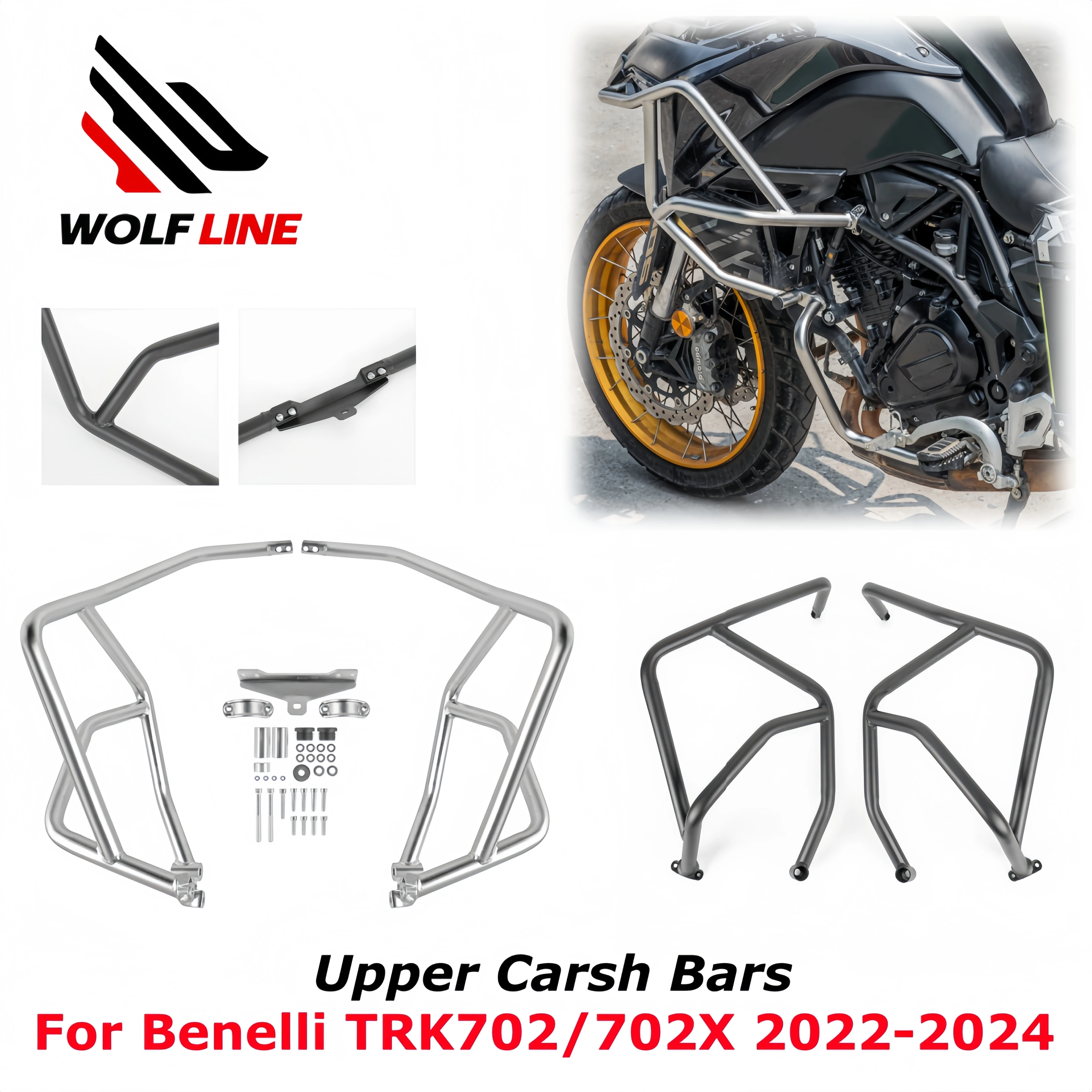 

Защитные дуги WOLFLINE (верхние) для Benelli TRK702 TRK702X 2022-2024, верхняя защита двигателя, бампер, защита рамы