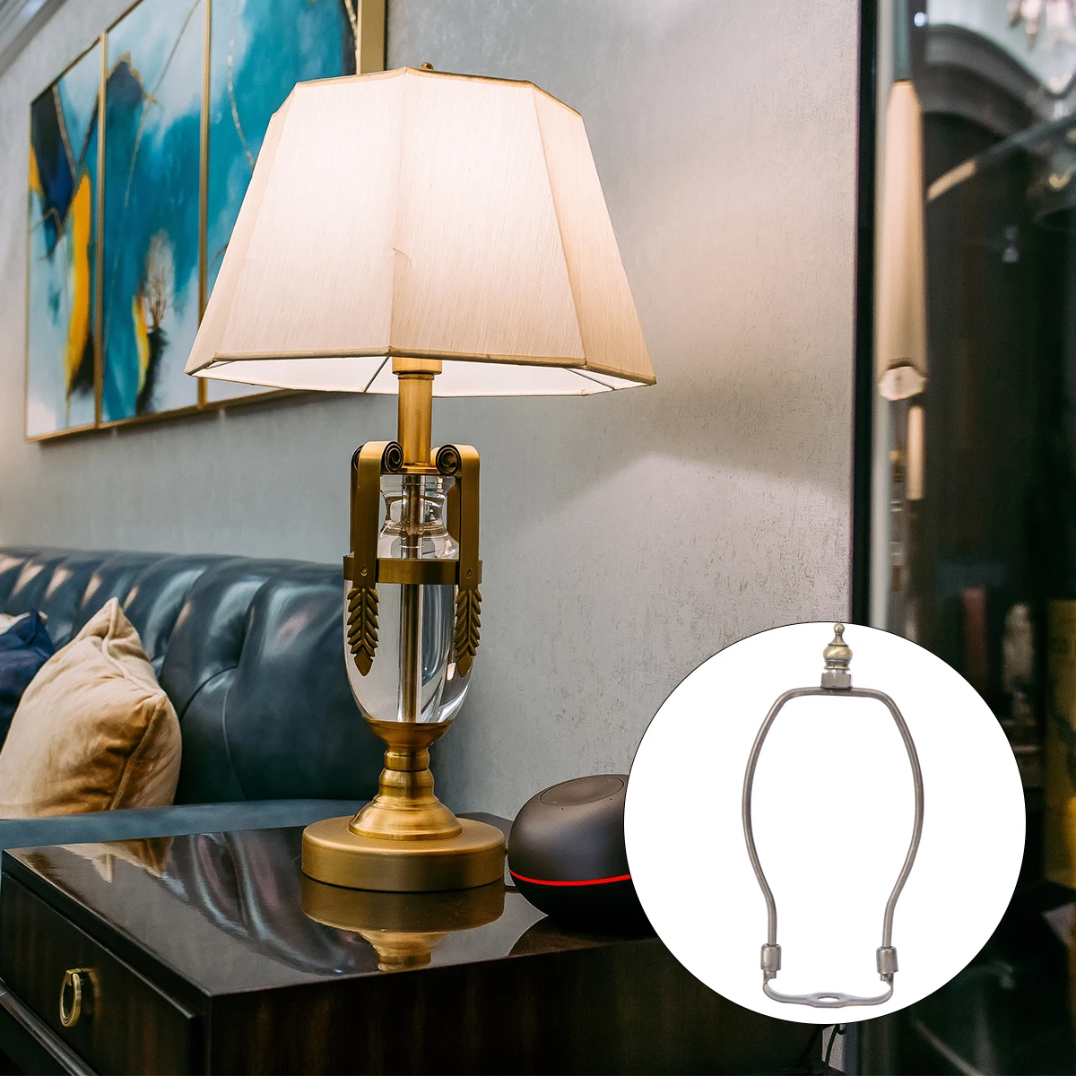 1Pcs Metal Horn Lamp Bracket 8 Inch Bronze Finish Stable Lampshade Frame for Table Floor Lamps Decorative Lighting Fixture