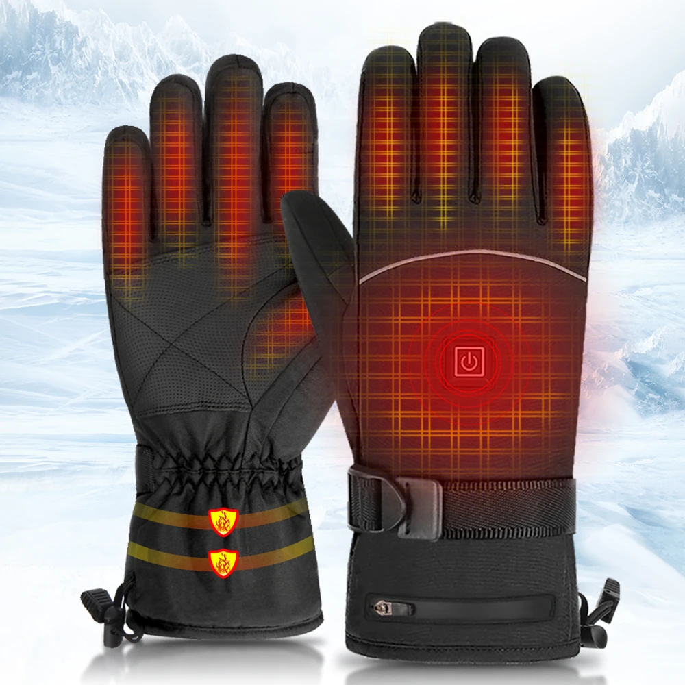 

Motorcycle Heated Gloves Waterproof Heating Moto Touch Screen Battery Powered Motorbike Racing Riding Glove Warm Men Women S-XL