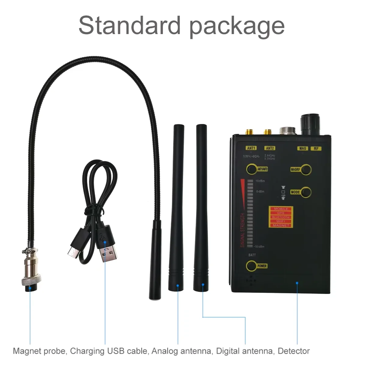 Hero 009 RF Signal Scanner Wi‑Fi Wireless Eavesdropping Bug Detector, Directional Antenna Spy‑Camera Finder Hotel Car Inspection