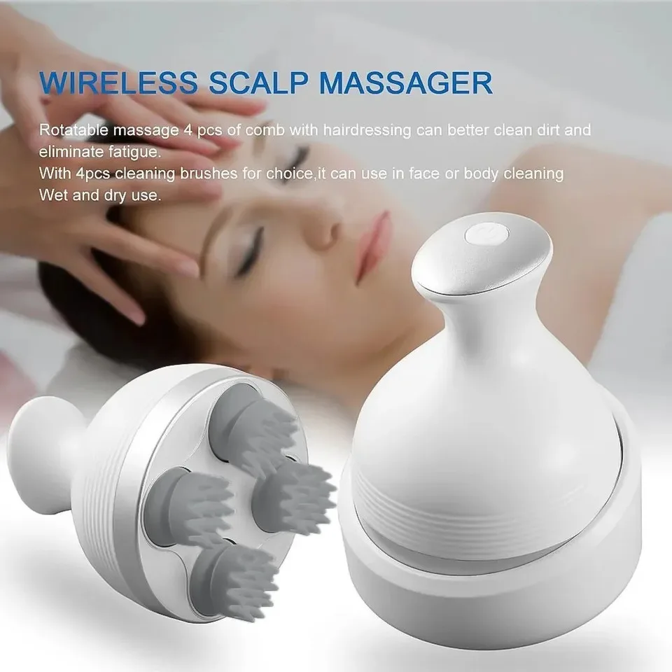 Electric Cordless Hair Scalp Massager Handheld Portable Head Scratcher Massager For Hair Growth Deep Clean And Stress Relax