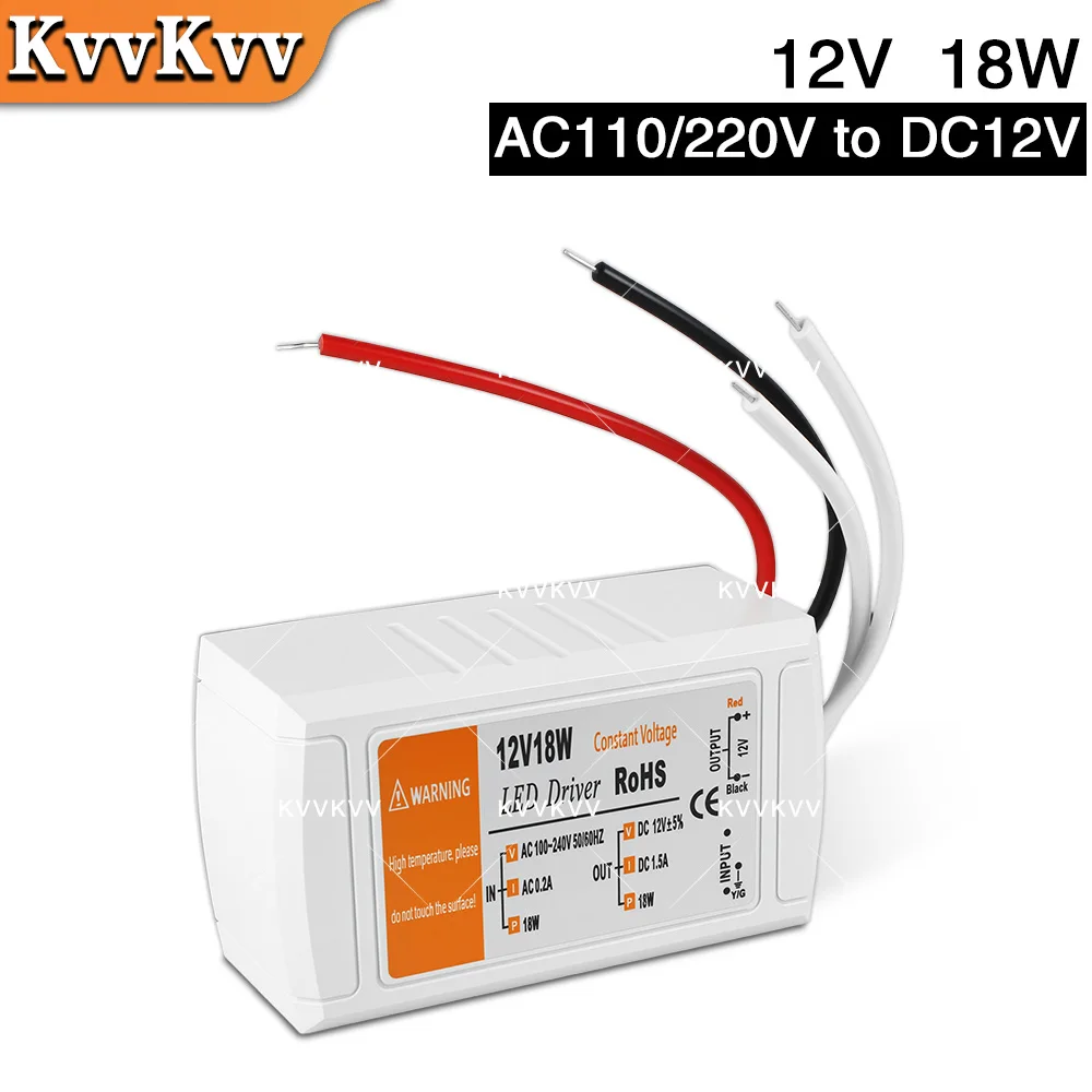 

1 pcs DC 12V LED Driver 18W 28W 48W 72W 100W Power Supply AC 90-240V to DC12V Adapter for LED Strip Lighting Transformer
