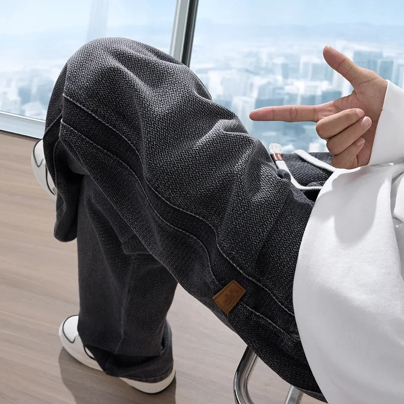 Calças de brim masculinas de ajuste solto padrão galáxia estilo americano casual perna reta primavera outono nova tendência marca casual calças compridas