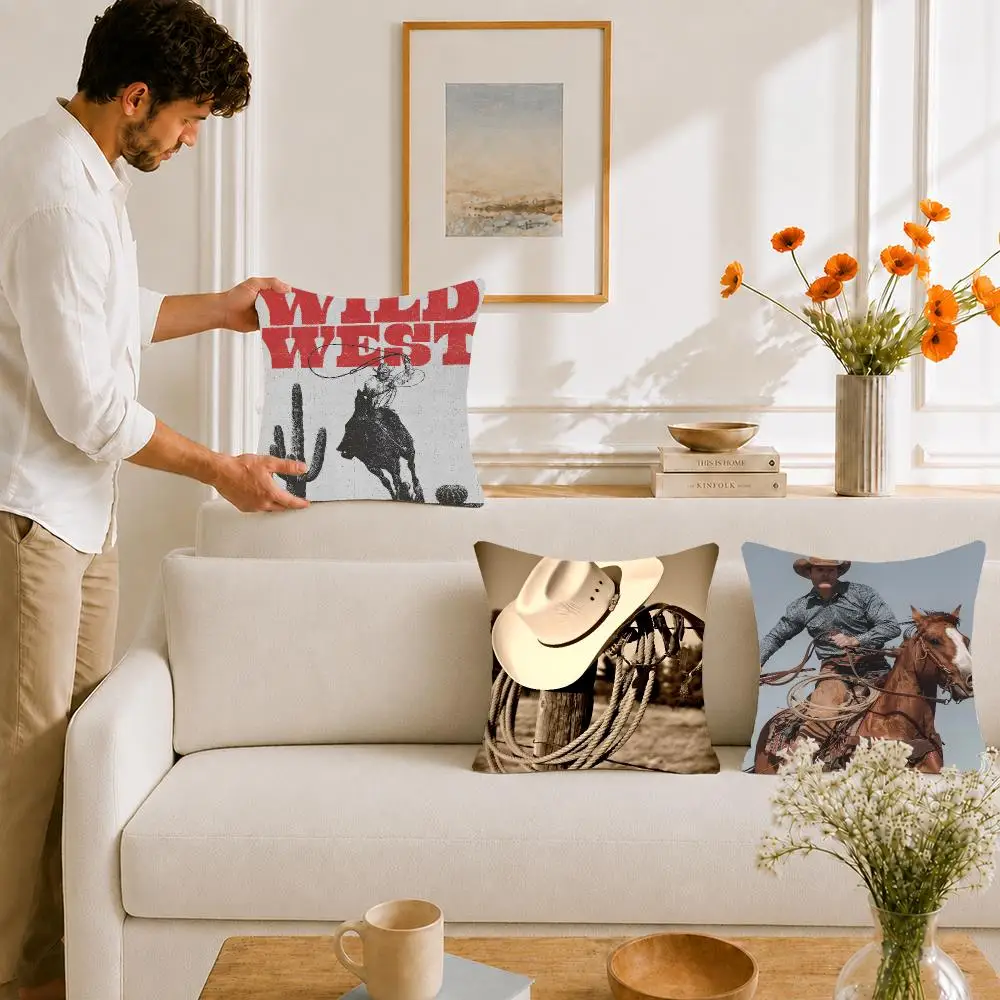 Culture West Cowboy Cushion Cover Portable floor cushion for travel Yoga Minimalist text 2way tricot