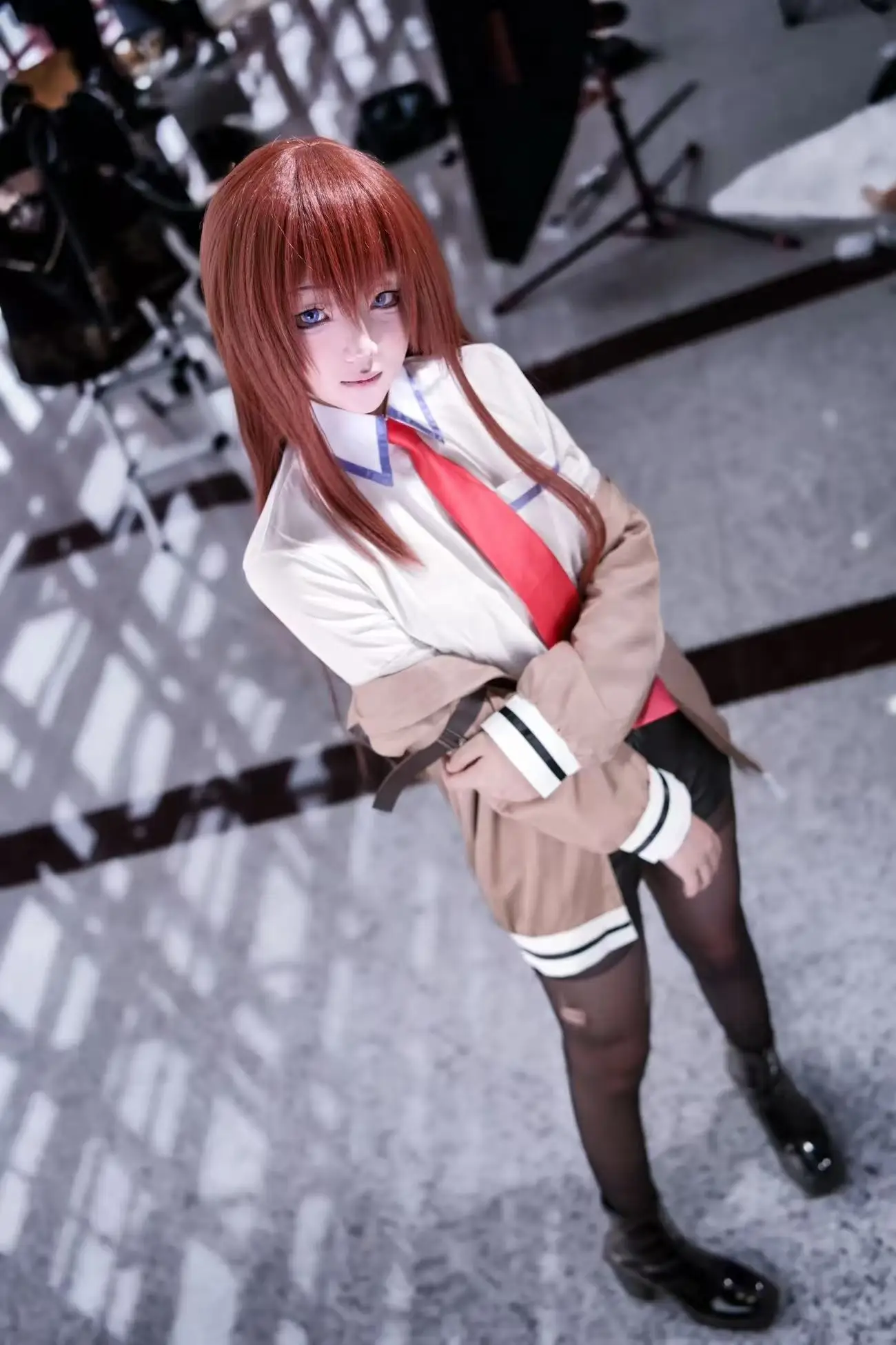 

Steins Gate Makise Kurisu Anime Cosplay Suit Female Costume + Wig