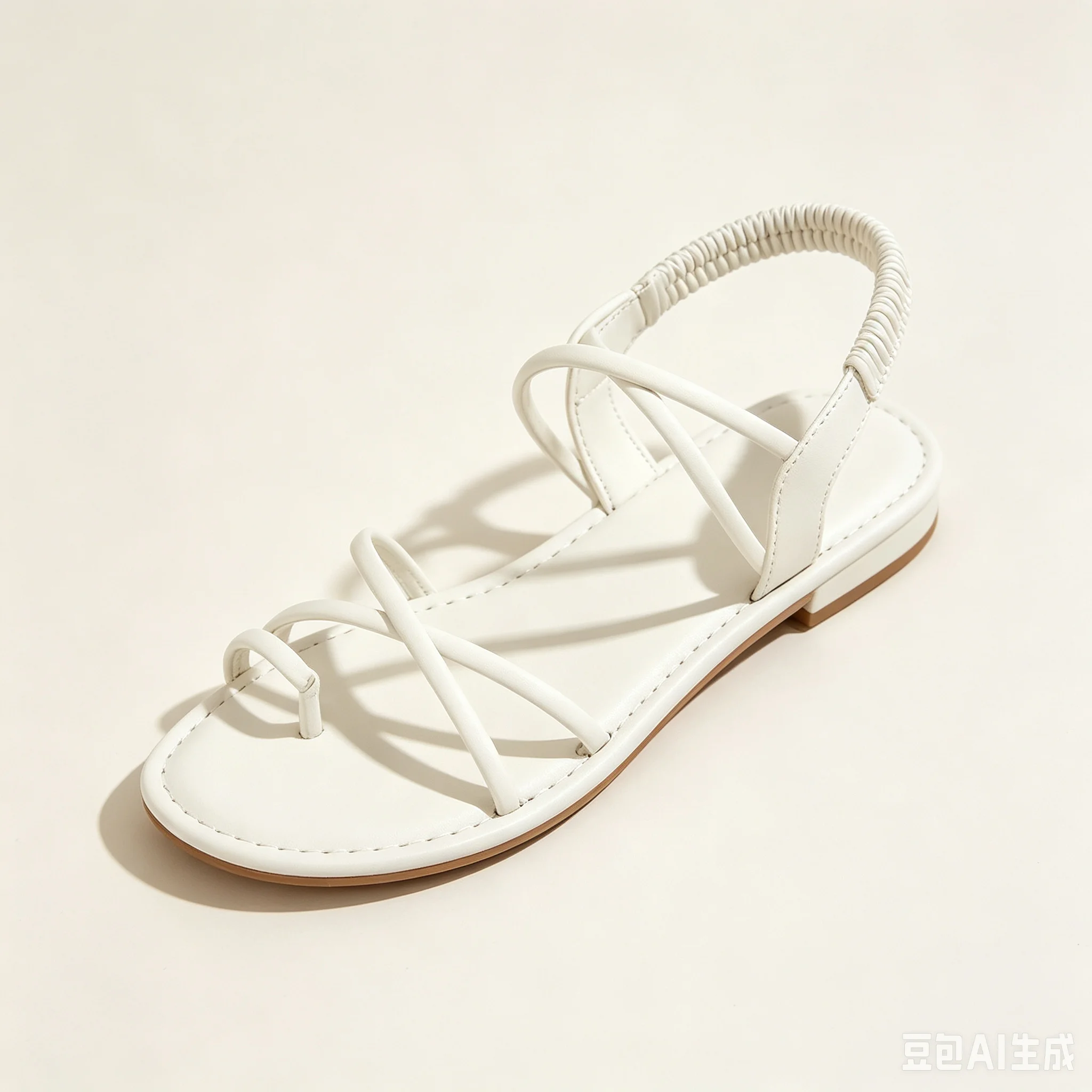 Women Strappy Flat Sandals Summer Toe Ring Roman Sandals Elastic Ankle Strap Slip On Beach Sandals Non Slip Soft Sole Casual Travel Vacation Walking Shoes, 4 Optional Colors Black Brown White Beige