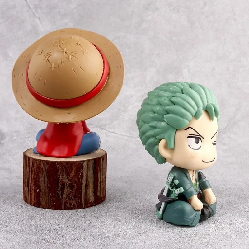 Figurine de Dessin Animé One Piece Luffy Zoro, Modèle Kawaii Simple, Décoration de Bureau, Ornements, Jouets pour Enfants, Cadeaux de Vacances