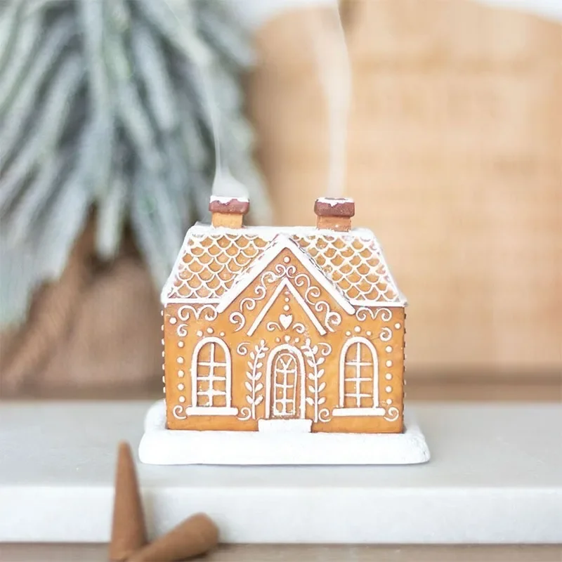 Christmas House Incense Burner Incense Cones Log Cabin Burners Christmas Chimney Hut Resin Incenses Towers Censer Xmas Decor