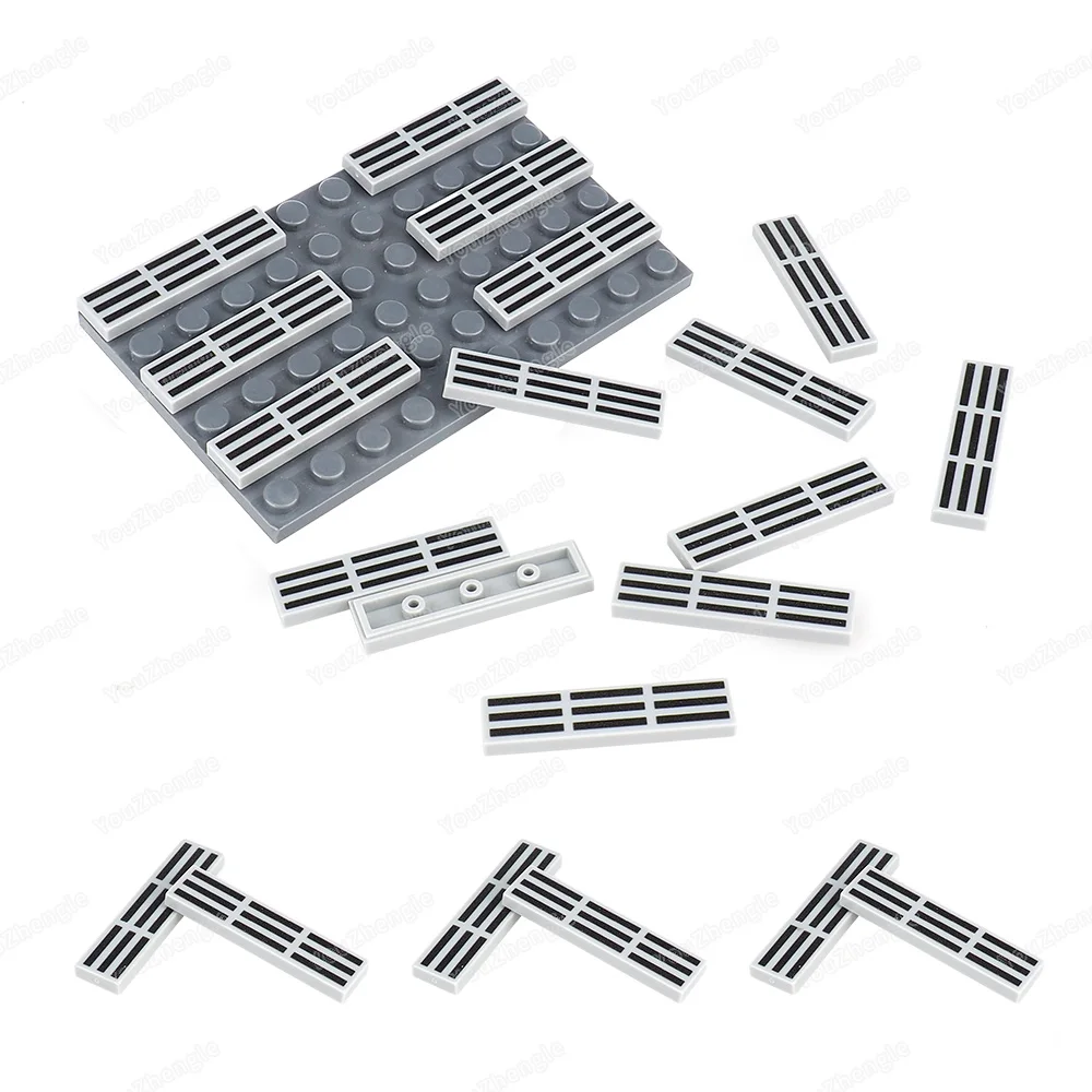 2431 خطوط مصبغة سوداء نمط بنة 1x4 البلاط المطبوعة MOC أرقام العسكرية مطابقة الملحقات المشهد نموذج دمى هدايا