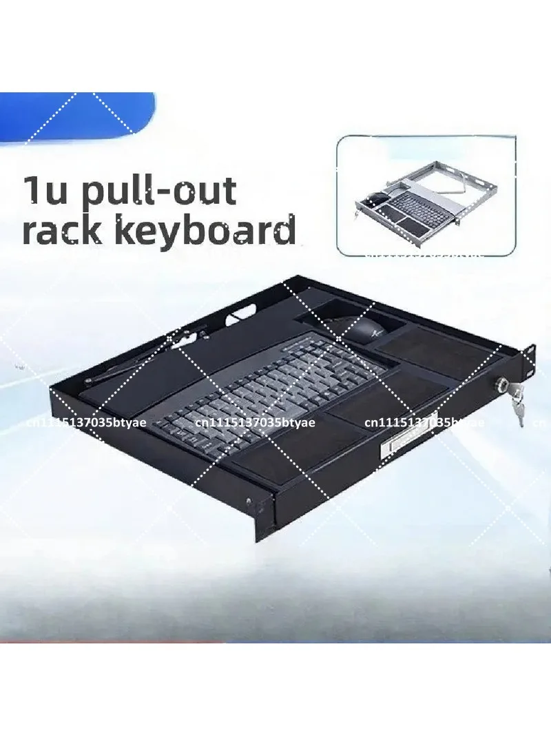 Industrial 1U Rack Mount Keyboard Drawer with USB Tray, 19 Inch Slim Design for Server Cabinet Control
