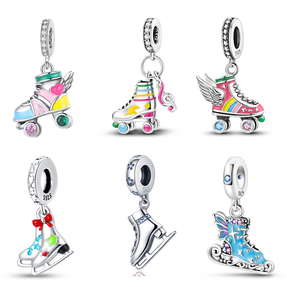 Figure Skate Pendant Silver Plated Fit Pandora Charms Silver Plated Original Bracelet for Jewelry Making