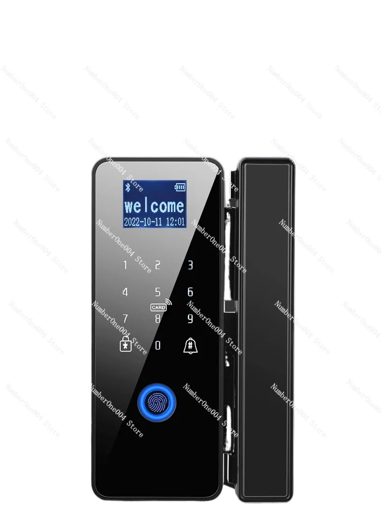 

Glass Door Fingerprint Lock Punch Free Frameless Double Open Single Door Card Smart Electronic Access Lock Office Password Lock