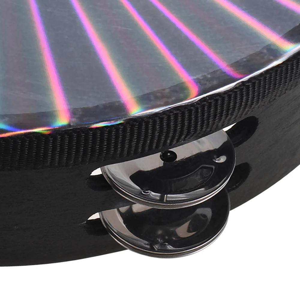 8 بوصة خشبية مشعة الدف Handbell اليد مع صف مزدوج الأناشيد عاكس رئيس آلة قرع موسيقية #4