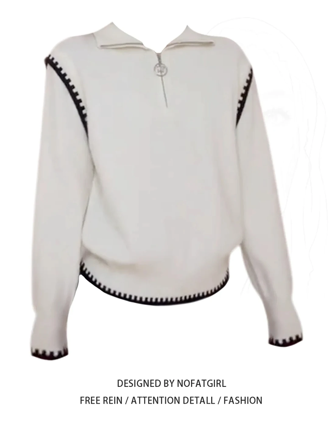 

plus Size Women's Knitted Sweater f Zip Color Blo High Ne Autumn Winter Faionable Casual Loose Fit Long Sve Top