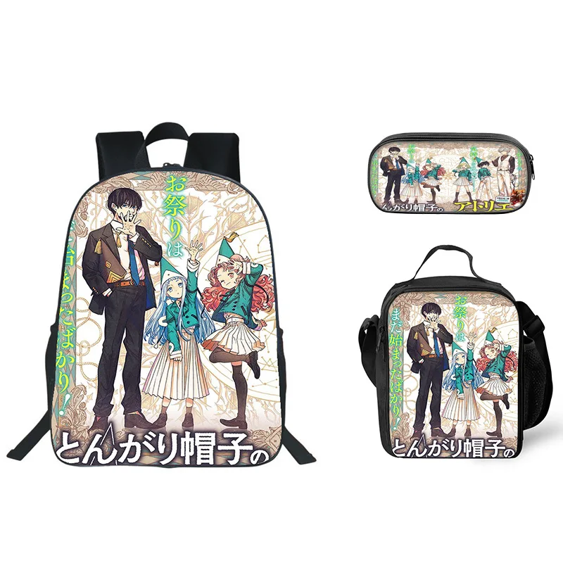 Witch Hat Atelier 3Pcs Set Backpack for Kids Boys Girls Students School Bag with Lunch Bag Pencil Case Lightweight Practical