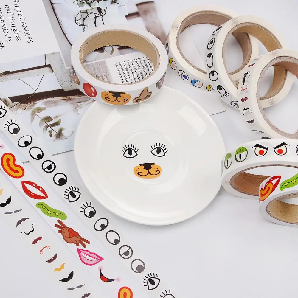 Cartoon Animal Eyes / Nose / Mouth Stickers DIY Crafts Materials Glue Stickers Children Educational Toys Birthday Gifts