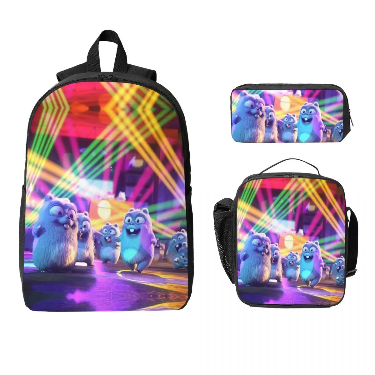 Grizzy And The Lemmings Backpack Student Boys Girls BookBag School Bag Laptop Shoulder Bags 3ps Insulated Lunch Bag Pencil Case