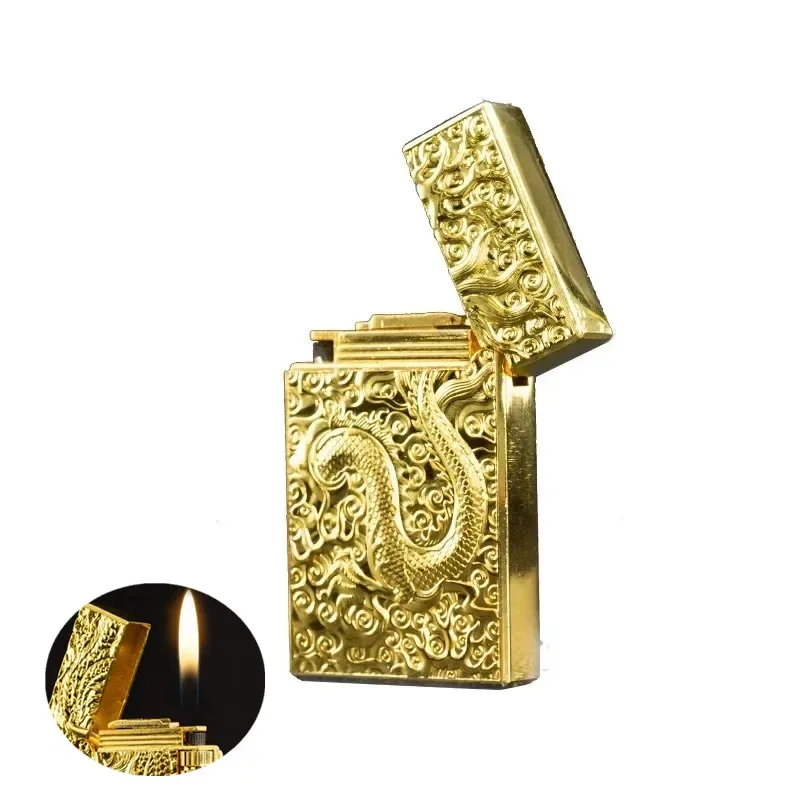 

Grinding Wheel Gas Lighter Grinding Jet Gas Lighter Butane Metal Relief Technology Texture Cigarette Lighter for Gift（No Gas）