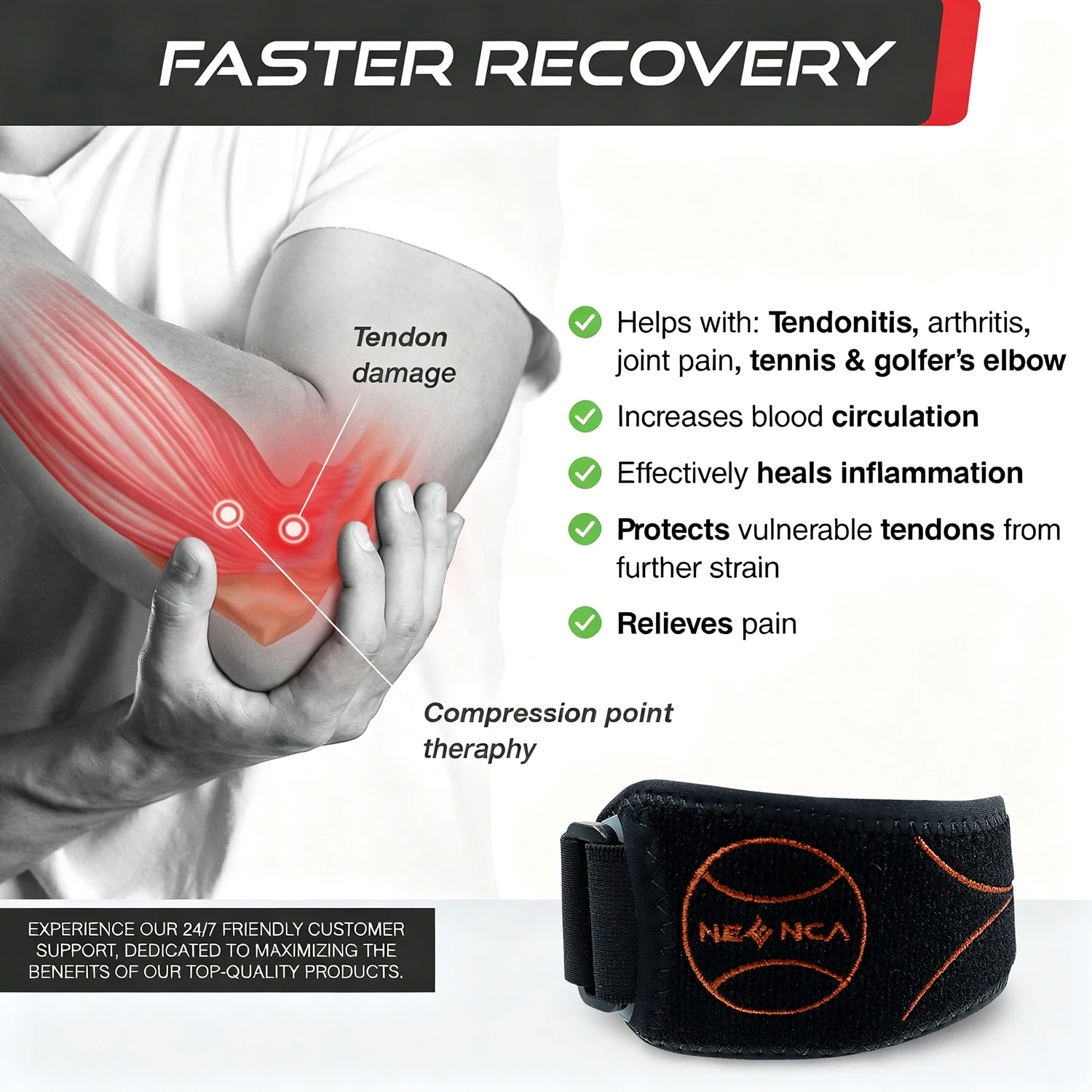 NEENCA Tennis Elbow Brace Adjustable Golfers & Tennis Elbow Strap for Men Women Tendonitis Pain Relief Support for Sports view 2