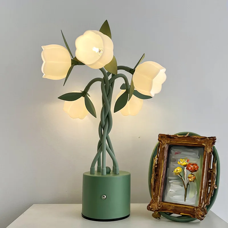 Touch Sensing Lily Valley Lamp Bedroom Desk Lamps Decorative Night Lamps Atmosphere Styling Bedside Lights Home Decorations