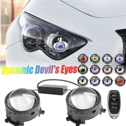1Pair LED Dynamic Devil Eyes Lights 12V-36V Car Headlight Retrofit Eyes Light 6Modes/33Modes With Lens Eyes Light Remote Control