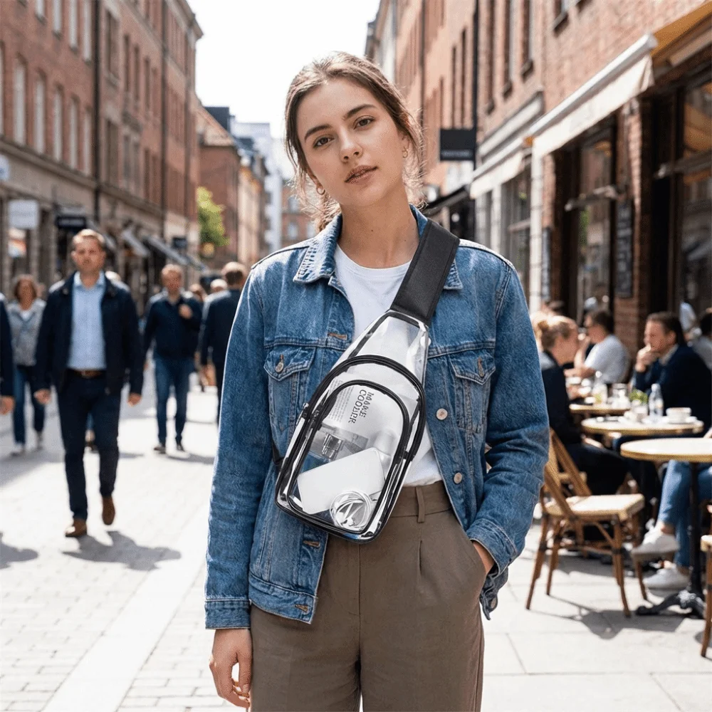 

Прозрачная сумка через плечо большой вместимости, легкая, водонепроницаемая, многофункциональная нагрудная сумка из ПВХ, сумка-слинг на одно плечо