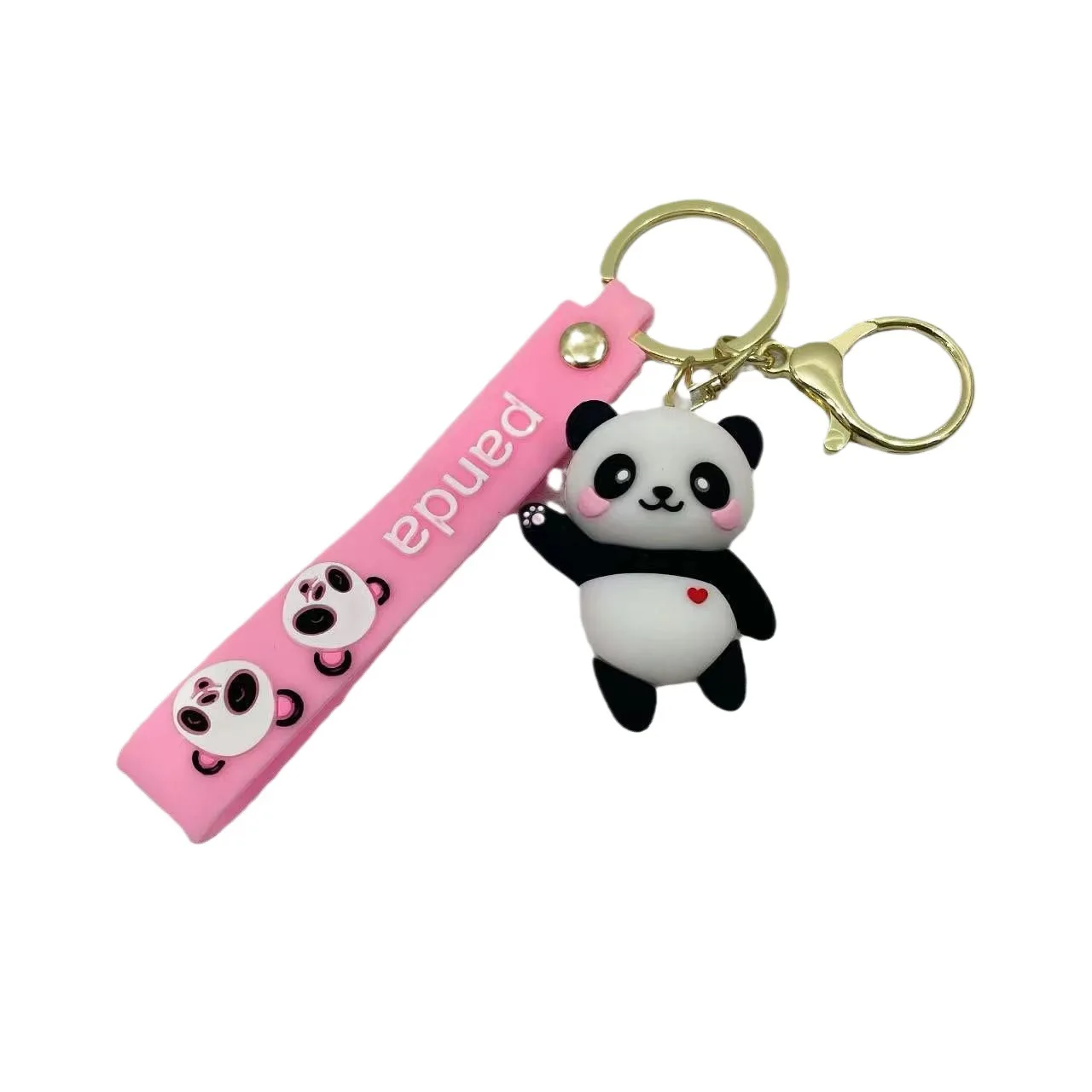 

Cartoon Waving Panda Keychain Cute Couple Bag Pendant Car Key Chain