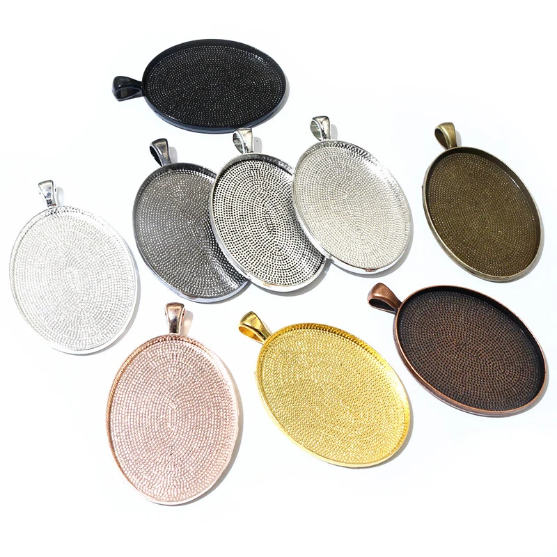 New Fashion 5pcs 30x40mm Inner Size 8 Colors Plated Simple Style Cabochon Base Setting Charms Pendant (