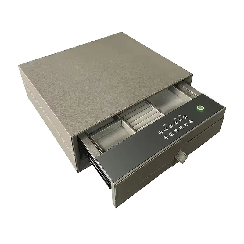 Small all-steel anti-theft jewelry storage box, smart fingerprint password, key lock, hotel administrative office safe
