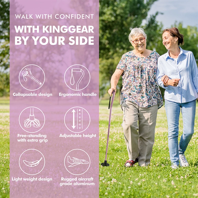 AG KINGGEAR Collapsible Foldable Walking Cane Adjustable Lightweight Portable Walking Stick for Men Women