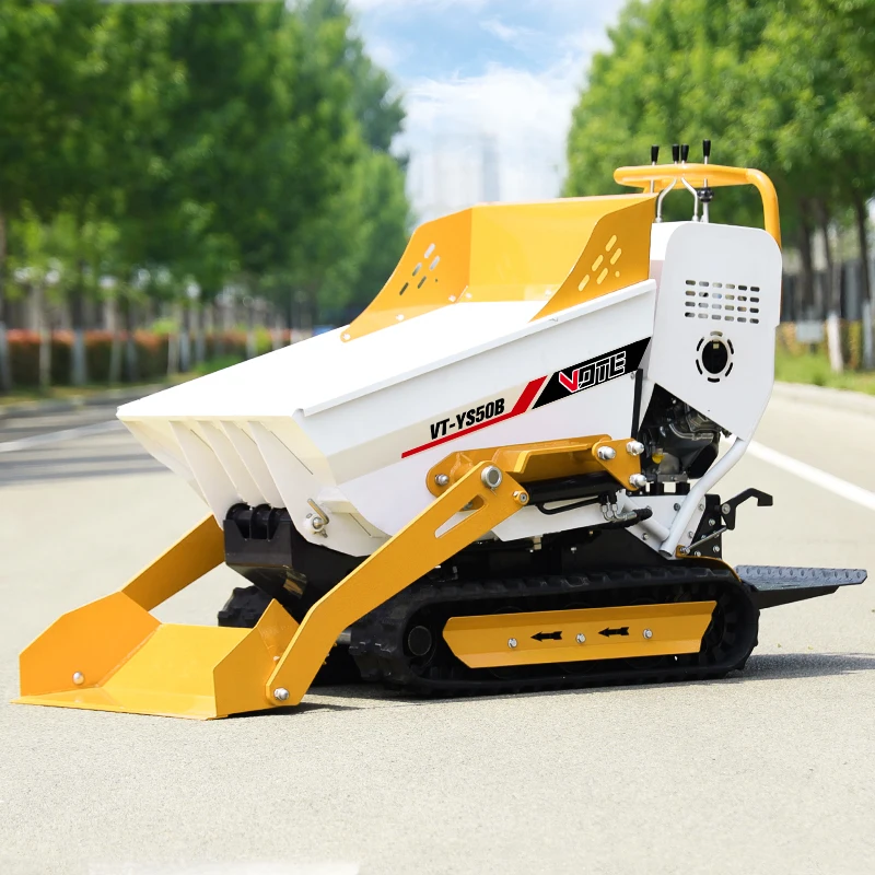 Mesin pemindah barang Mini 500kg dengan Briggs Stratton Mini Site Dumper Mini Transporter Track Carrier dengan hidrolik Tipping disesuaikan