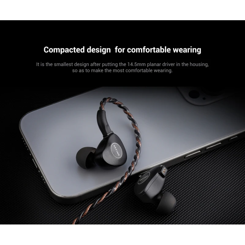 KEFINE Klanar 14.5mm Planar Magnetic Driver Hifi Wired IEM Earphones with CNC Metal  Housing & Detachable 0.78 2pin 3.5mm Cable
