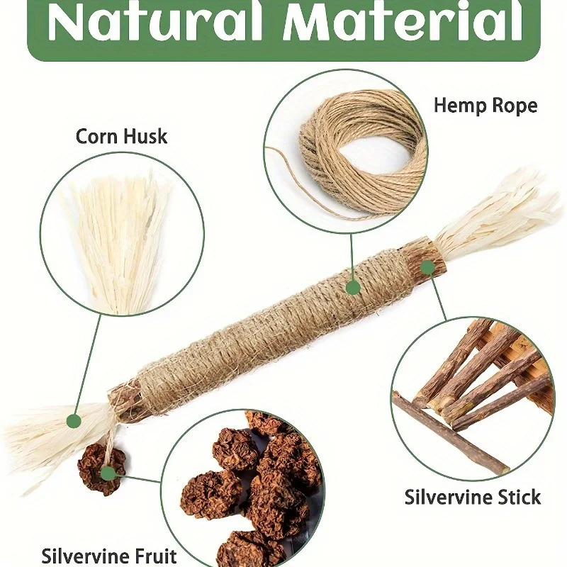 1 Pc Cat Toys Silvervine Chew Stick Polygonum Kitty Raffia Grass Pet Supplies Cleaning Teeth Stick Pet Bite Cat Toy Hemp Rope image 3