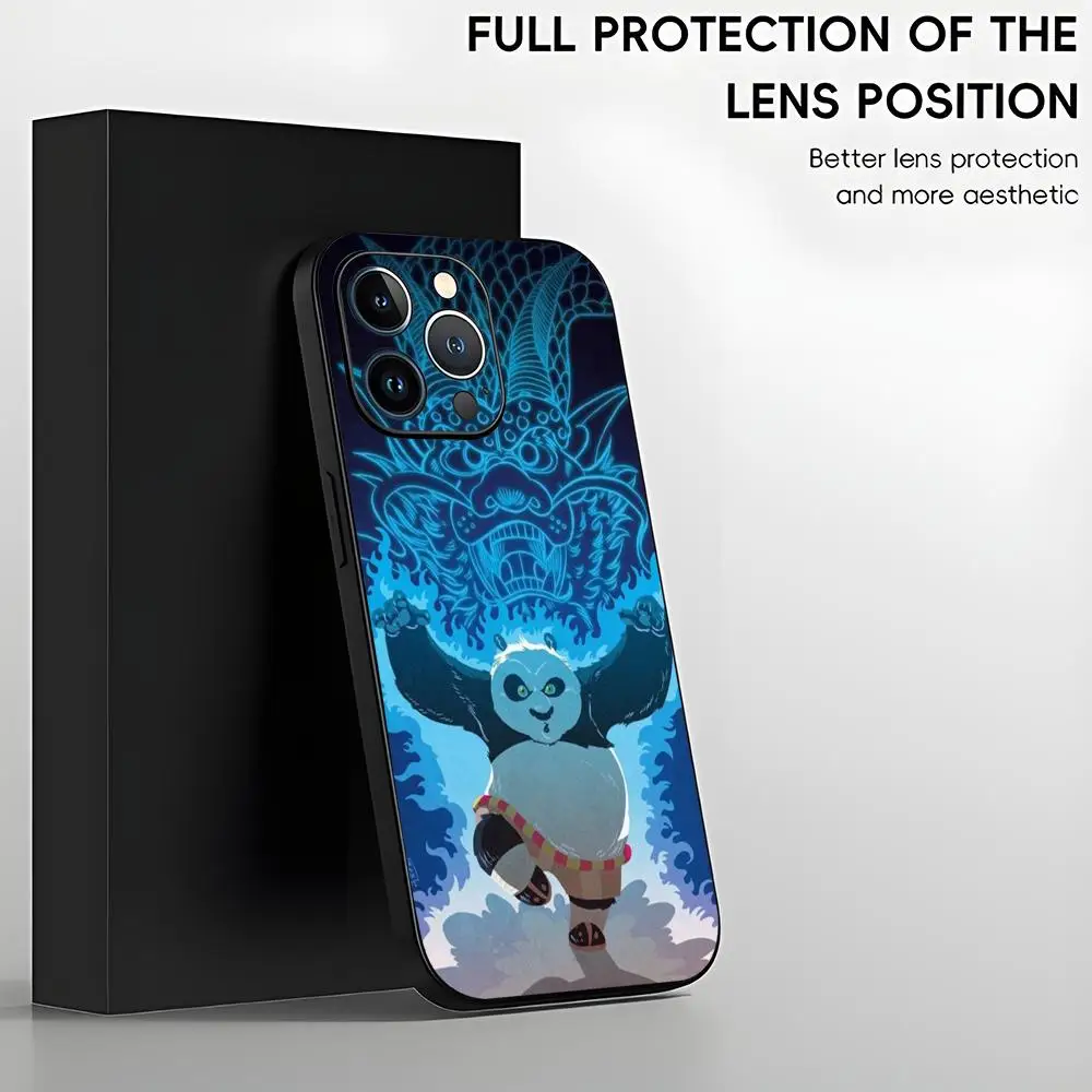 panda de K-kung F-fu Phone Case For iPhone 15 14 13 12 11 X XR XS XSMAX 8 7 Plus Mini Pro Max Soft Black Phone Cover