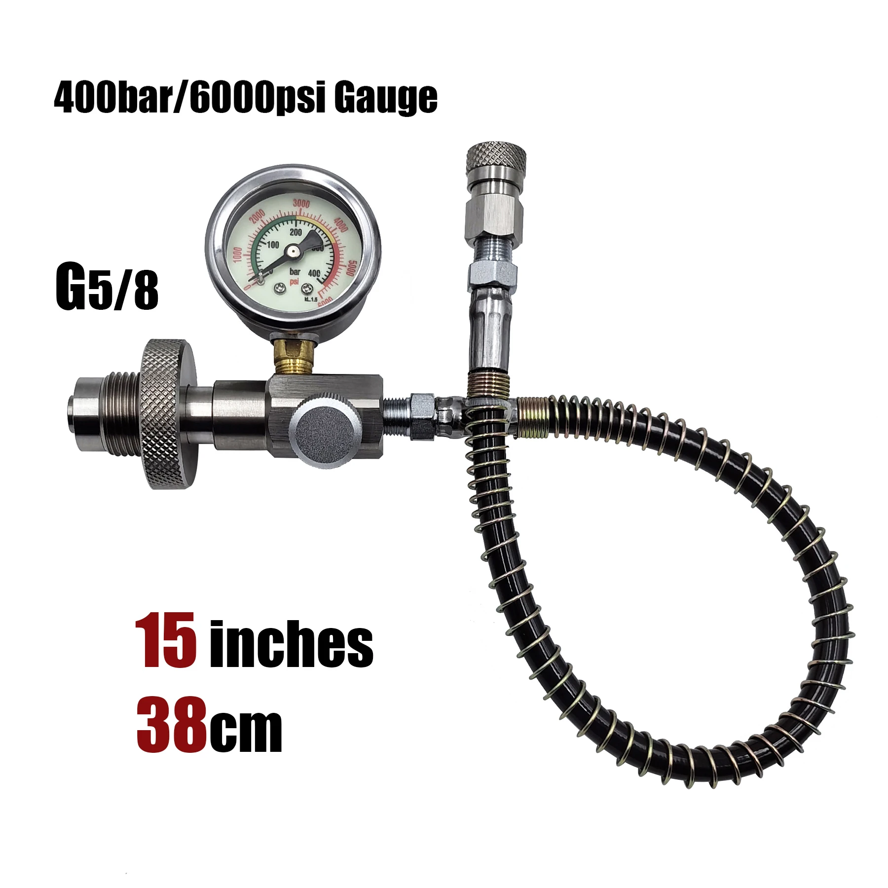 HPA 4500psi/300bar Luchtduiken DIN G5/8 Connect Vulstation Vullen Oplaadadapterventiel Roestvrij staal met slang