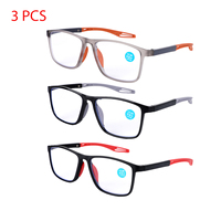 3 PCS Fashion TR90 Reading Glasses for Men Spring Leg Sports Presbyopia Glasses Anti Blue Light Glasses +100 ~+400