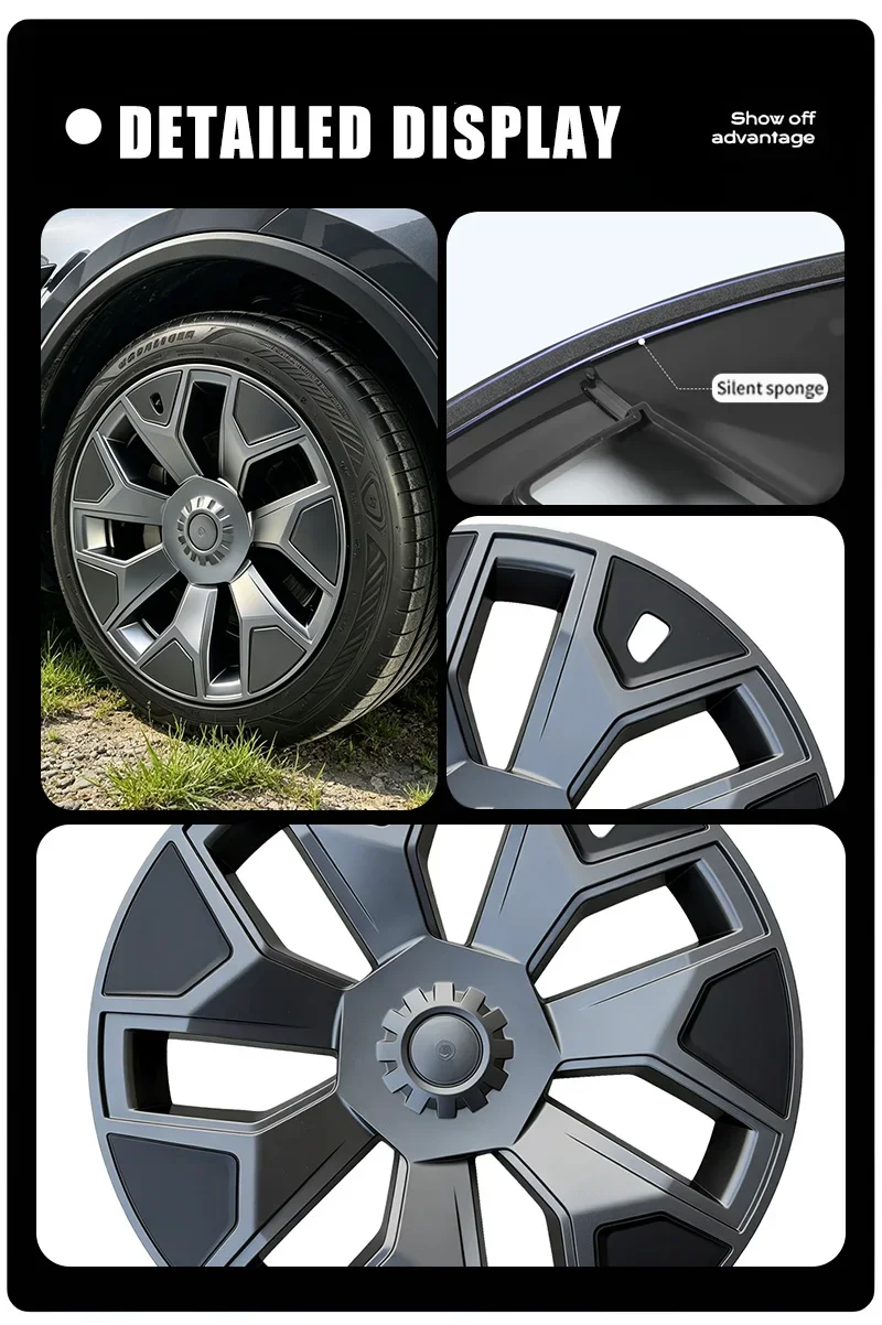 4er-Set Radkappen für Tesla Model Y L 2025 19 Zoll Performance Machina 2.0 Felgen Ersatz Zubehör Radabdeckung 2026 – Detail 8