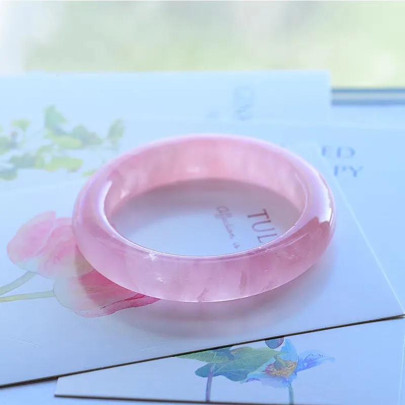 

Natural Pink Rose Quartz Bangle Woman Men Crystal Bangle Fashion Jewelry Love 55mm 56mm 57mm 58mm 59mm 60mm AAAAAA