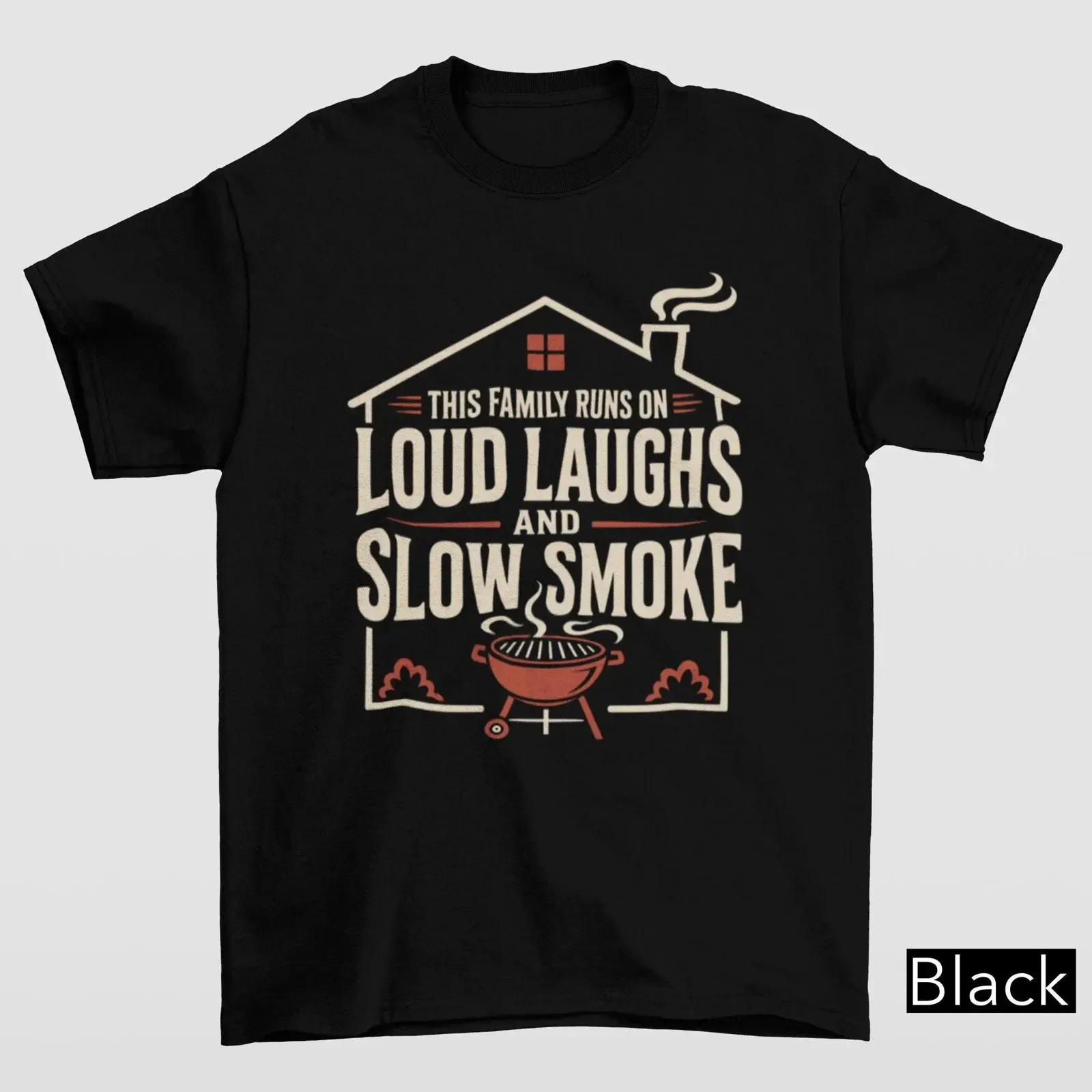 This Family Runs On Loud Laughs And Slow Smoke T Shirt BBQ Grilling Dad Funny Barbecue For Father's Day vintage Washed