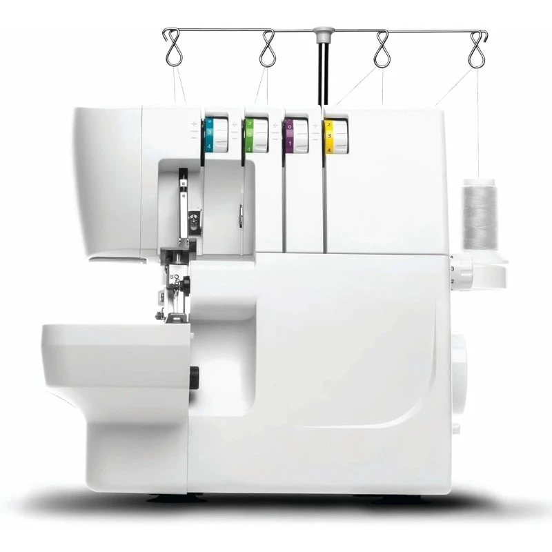 Metal Frame Serger Accessory Kit Overlock Machine 6 Built-in Stitches,2-3-4 Thread Capability, Adjustable Tension Stitch Length