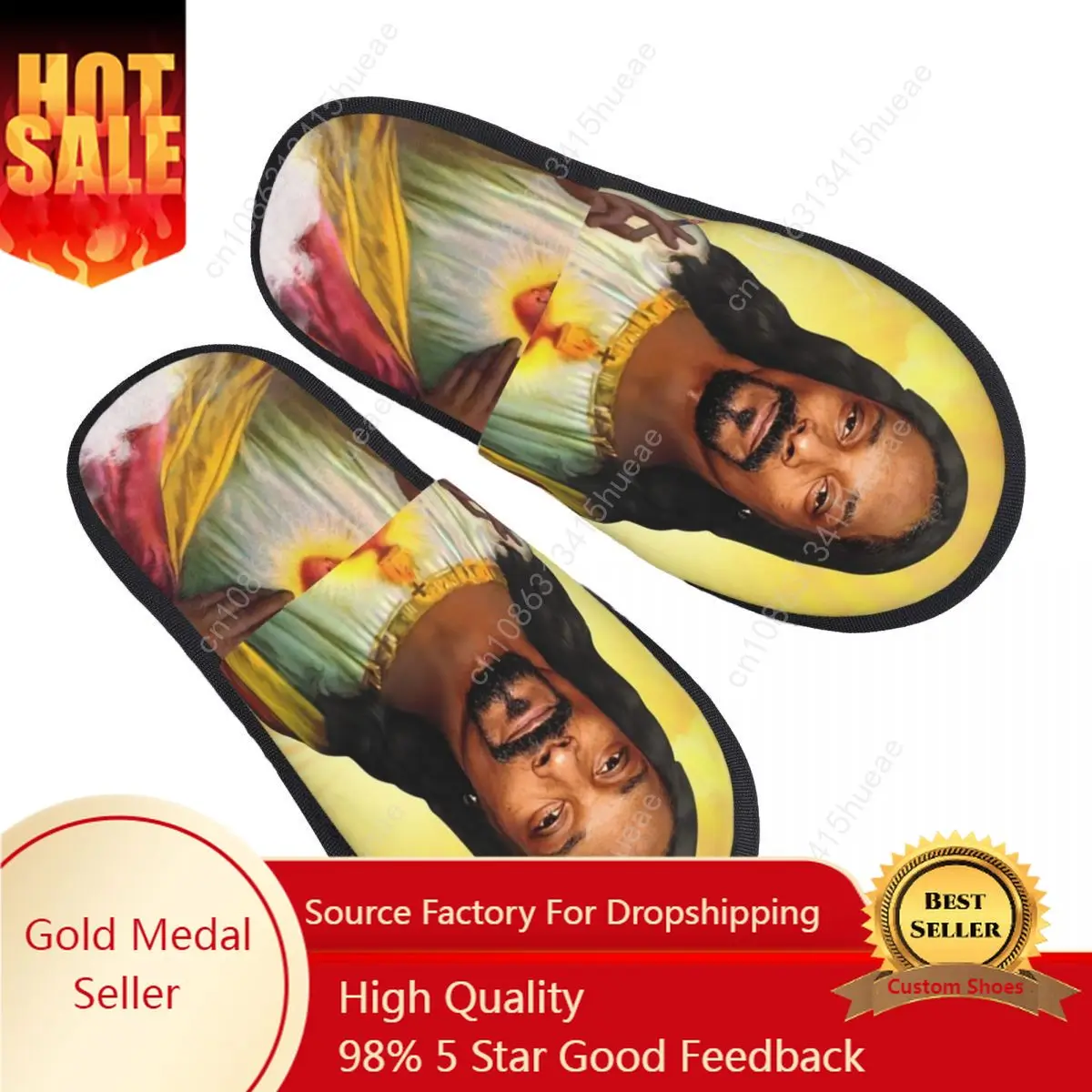 

Custom Saint Jesus Snoop Dogg Memory Foam Slippers Women Cozy Warm Rapper Singer House Slippers