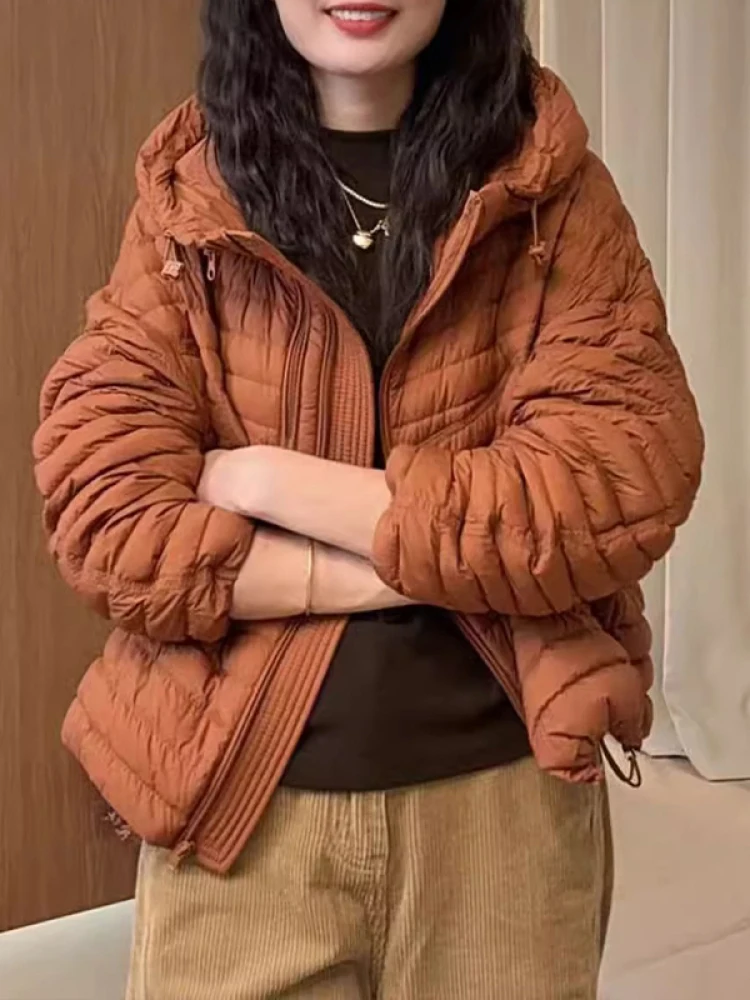 Ultra-Thin down Jacket Lightweight Cotton Puffer Coat Korean Style Loose Fit Fashionable Winter Outerwear for Women