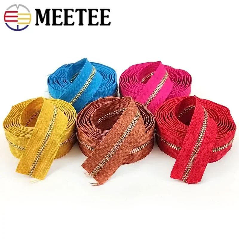 

Meetee Metal Zipper Tape 2/4 Yards 5# Continuous Roll zippers for Clothes Sewing zip Bags Jeans Zips Repair Accessories