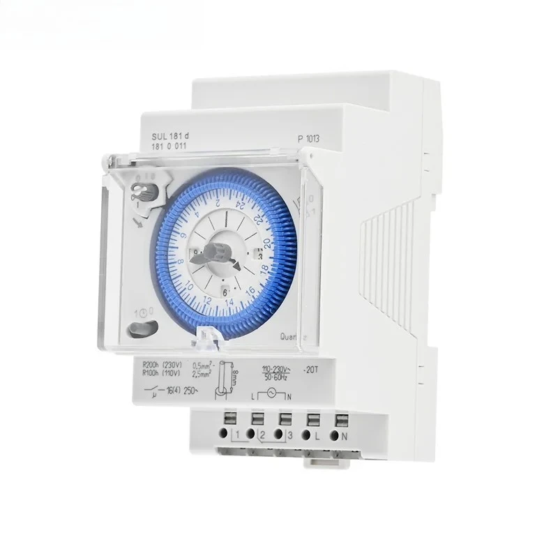 SUL181D Din Rail Mechanical Timer Relay AC220V 24 Hour Programmable Time Switch 15min Minimum 96 Times Setting